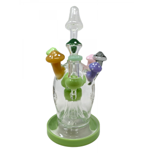 10.5" Lookah Jellyfish Perc Mushroom Forest Water Pipe Rig (American Green) - [WPC722]